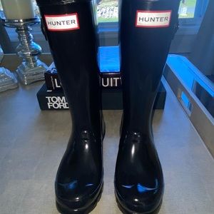 Hunter Kids Girls Tall Black Rain Boots